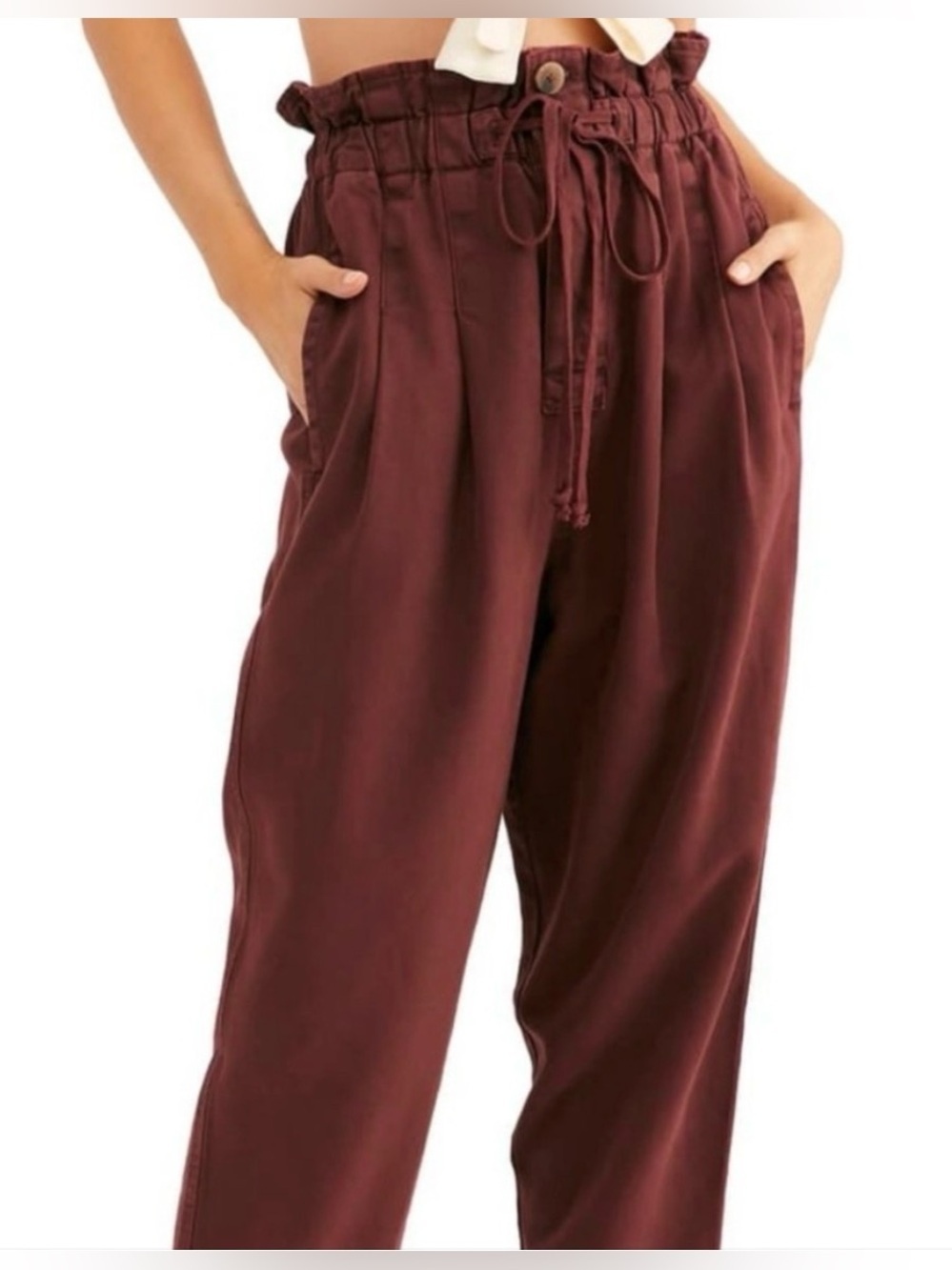 Free People Margate Pleated Paper Bag Trouser Pant Sz XS~ Boho Chic~Desert Vibe